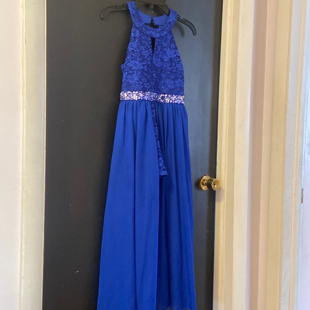 A dress with shorts underneath it’s blue with gems